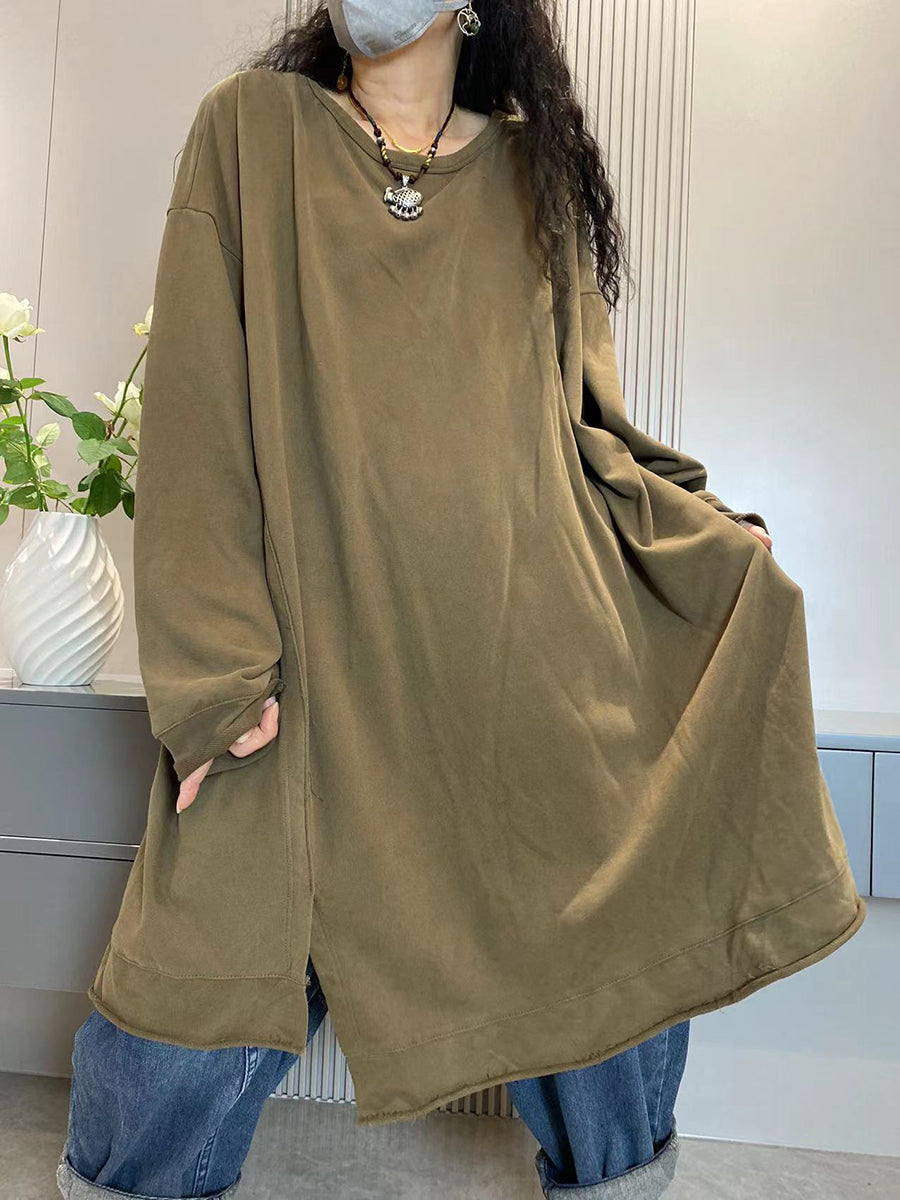 Plus Size Women Casual Autumn Cotton Long Blouse