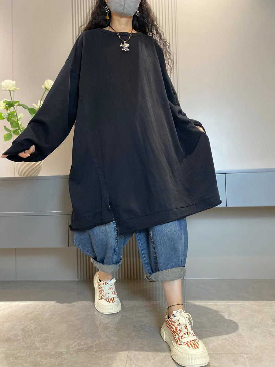 Plus Size Women Casual Autumn Cotton Long Blouse