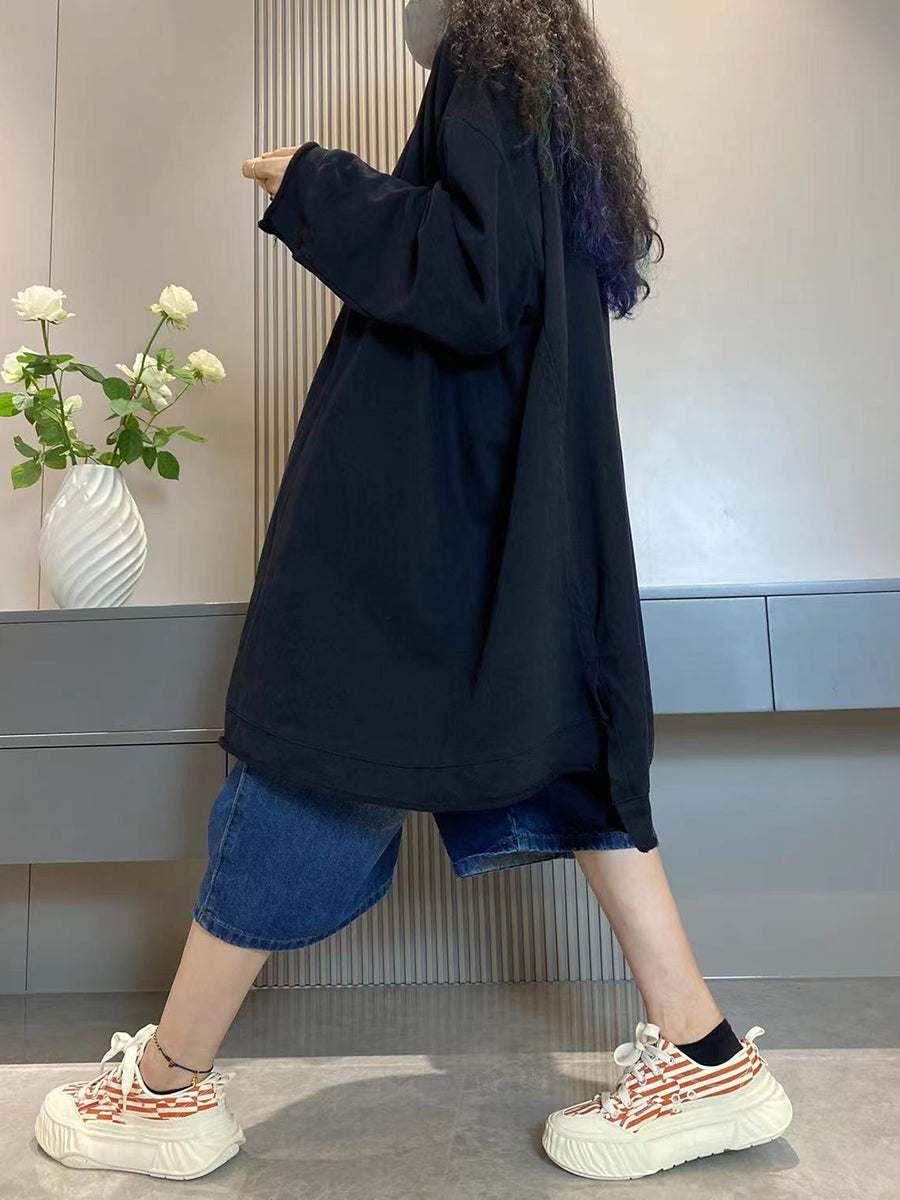 Plus Size Women Casual Autumn Cotton Long Blouse