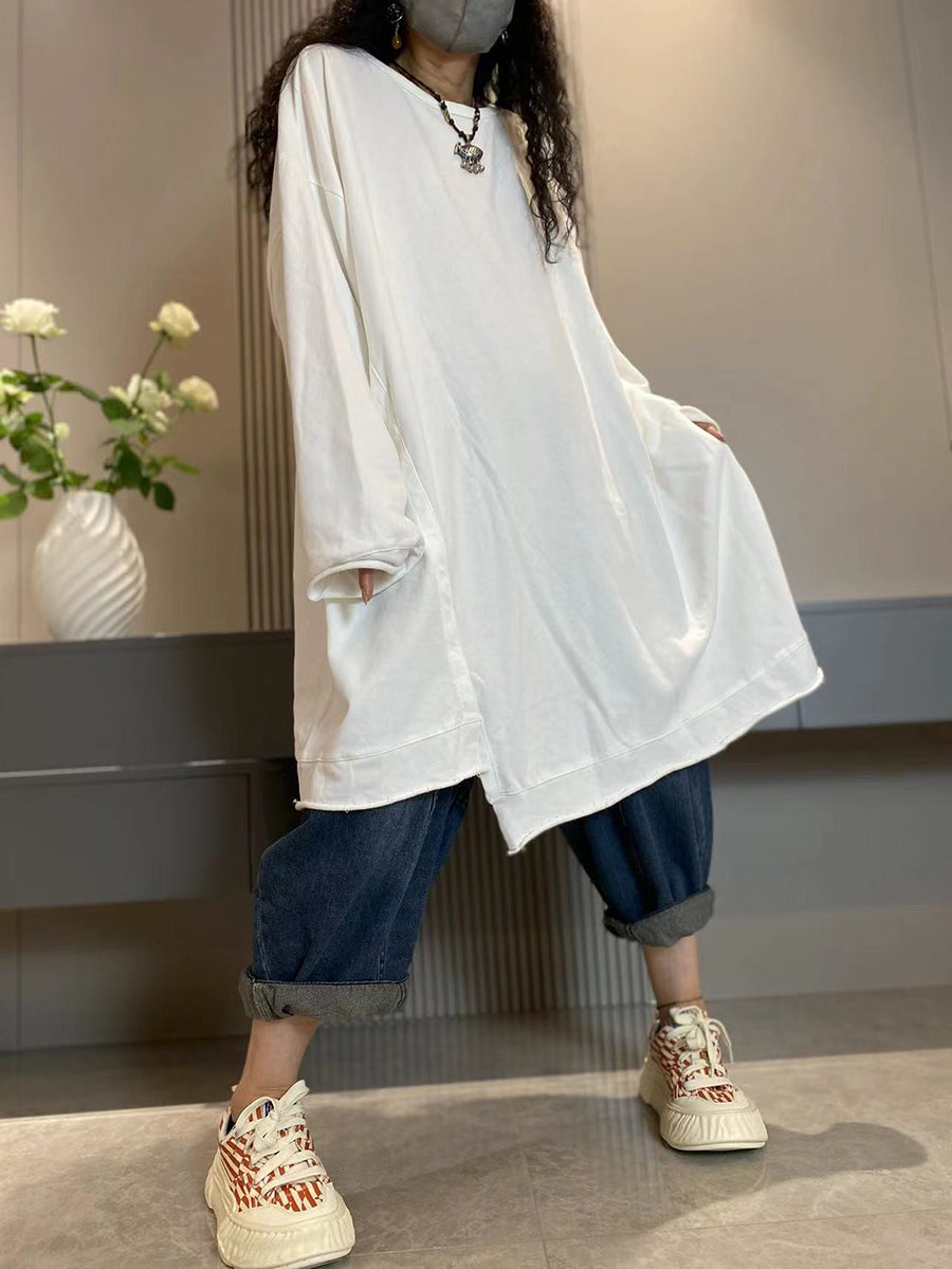 Plus Size Women Casual Autumn Cotton Long Blouse