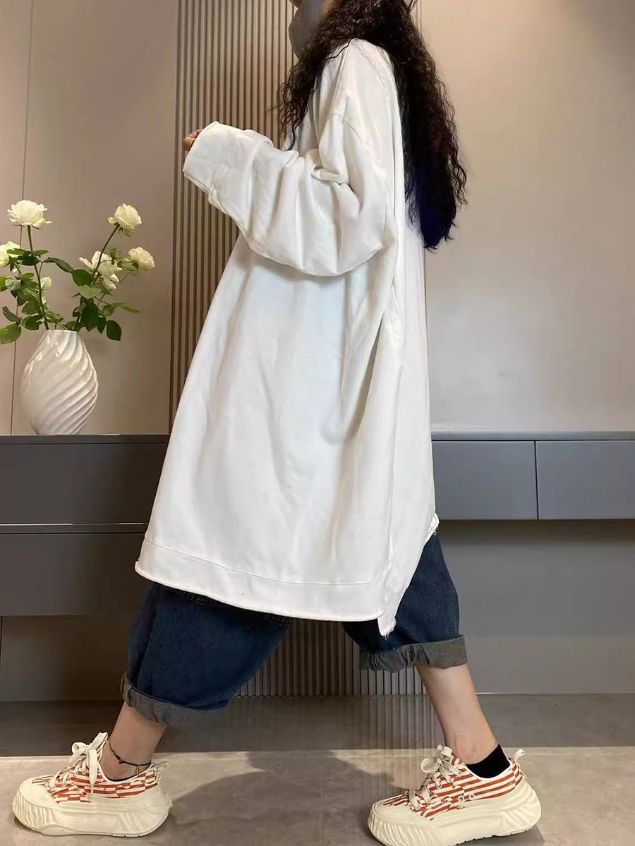 Plus Size Women Casual Autumn Cotton Long Blouse