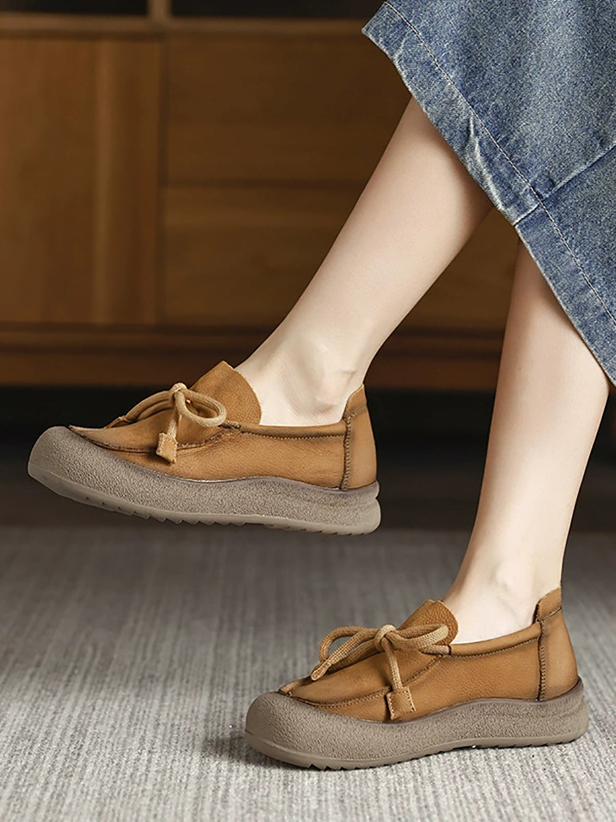 Women Vintage Genuine Leather Strap Flat Shoes