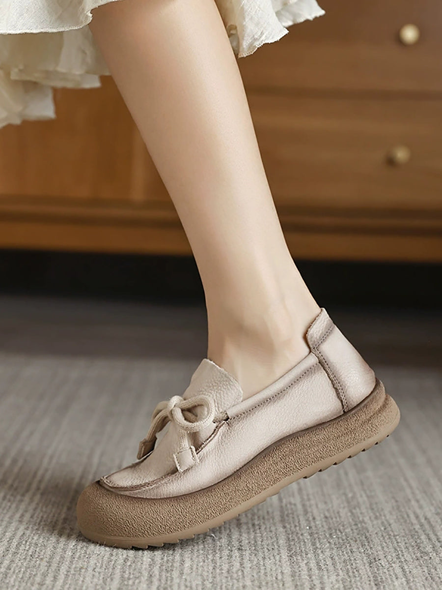 Women Vintage Genuine Leather Strap Flat Shoes