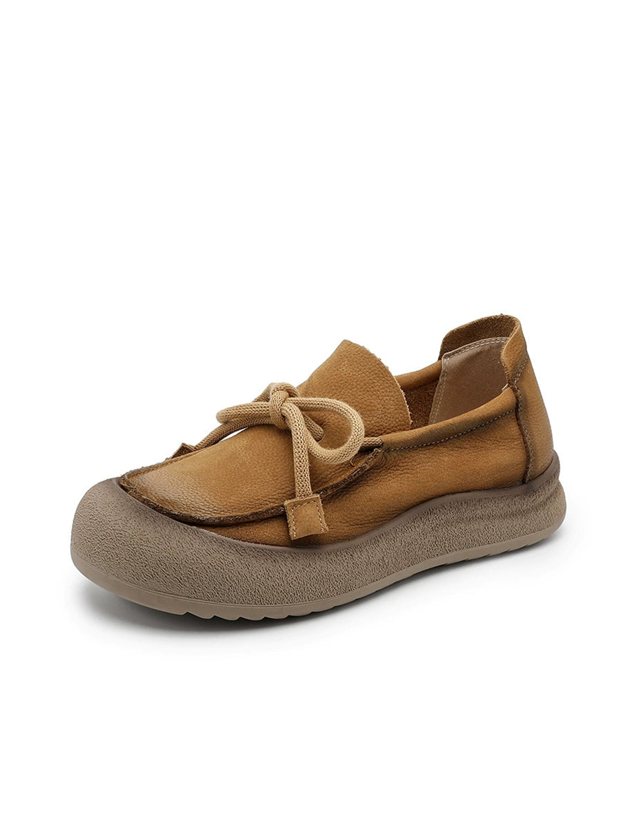 Women Vintage Genuine Leather Strap Flat Shoes
