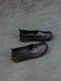 Women Casual Pure Color Genuine Leather Flat Shoes