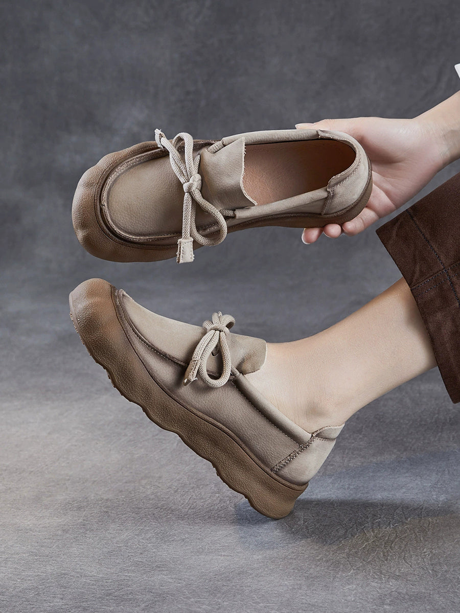 Women Vintage Genuine Leather Strap Flat Shoes
