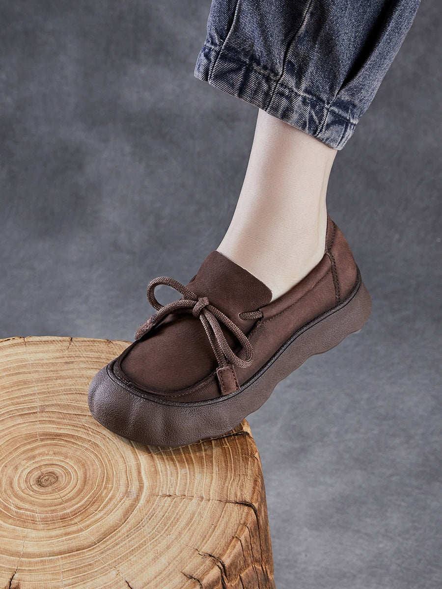 Women Vintage Genuine Leather Strap Flat Shoes