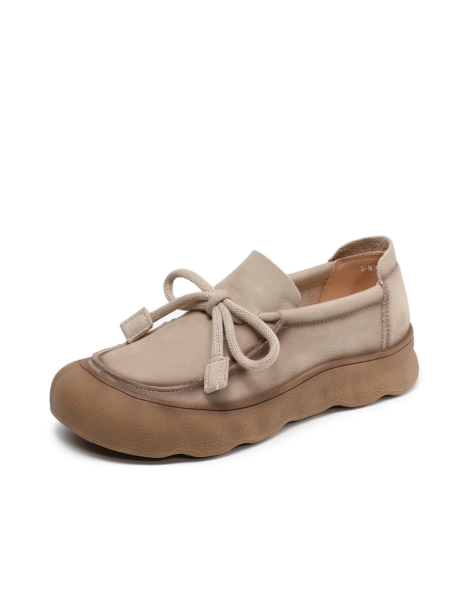 Women Vintage Genuine Leather Strap Flat Shoes