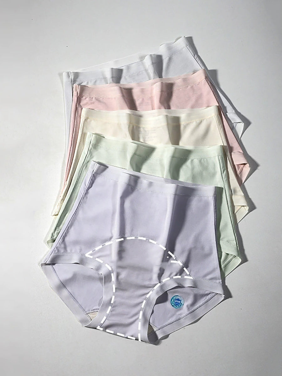 6 Pieces Summer Women High Waist Pure Color Underwear