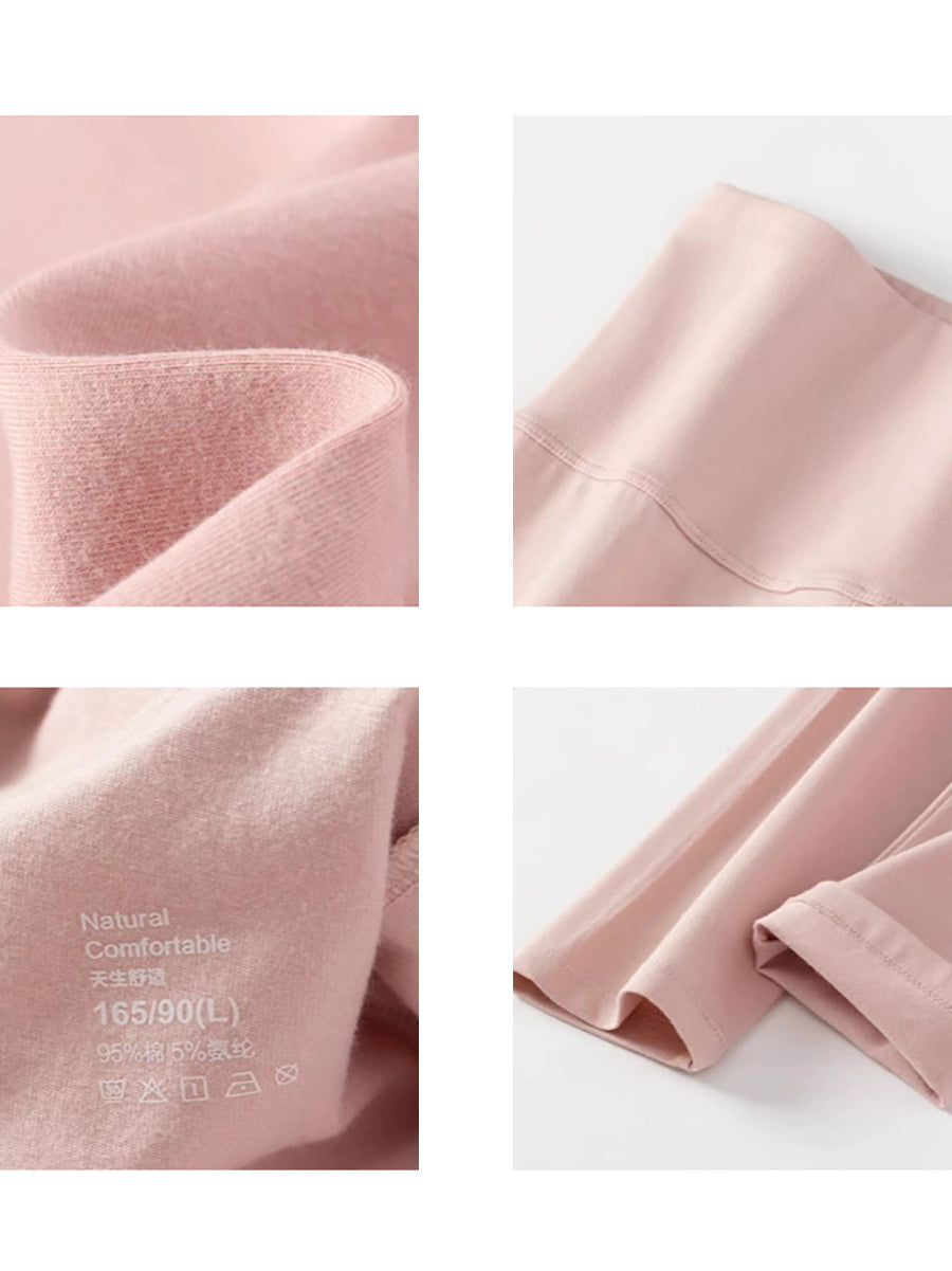 Women Autumn Warm Pure Color High Waist Cotton Leggings