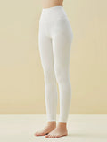 Women Autumn Warm Pure Color High Waist Cotton Leggings