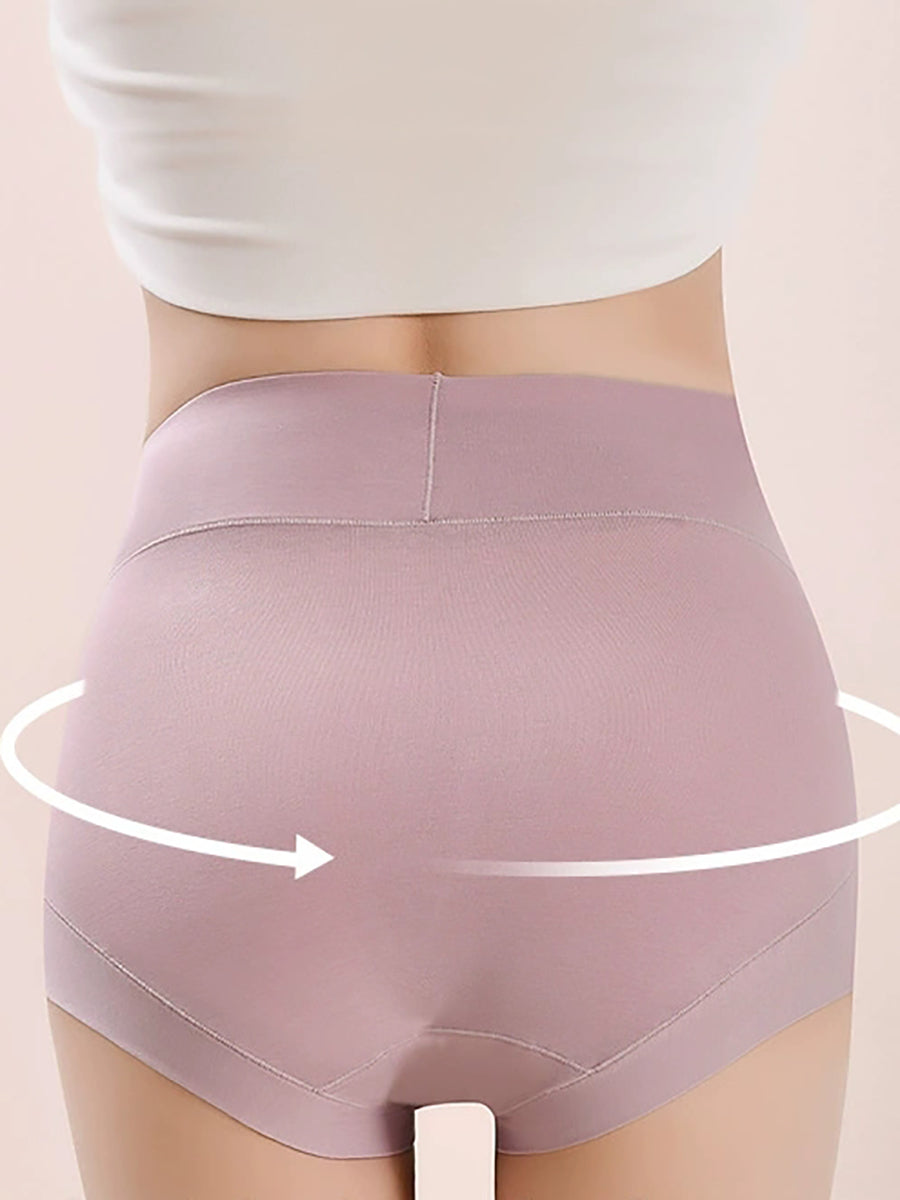 6 Pieces Women High Waist Pure Color Cotton Underwear