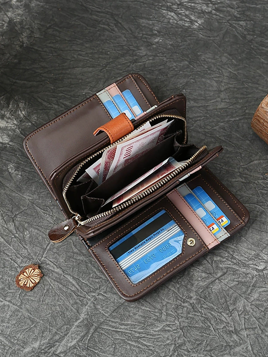 Colorful Leather Weave Multifunction Wallet