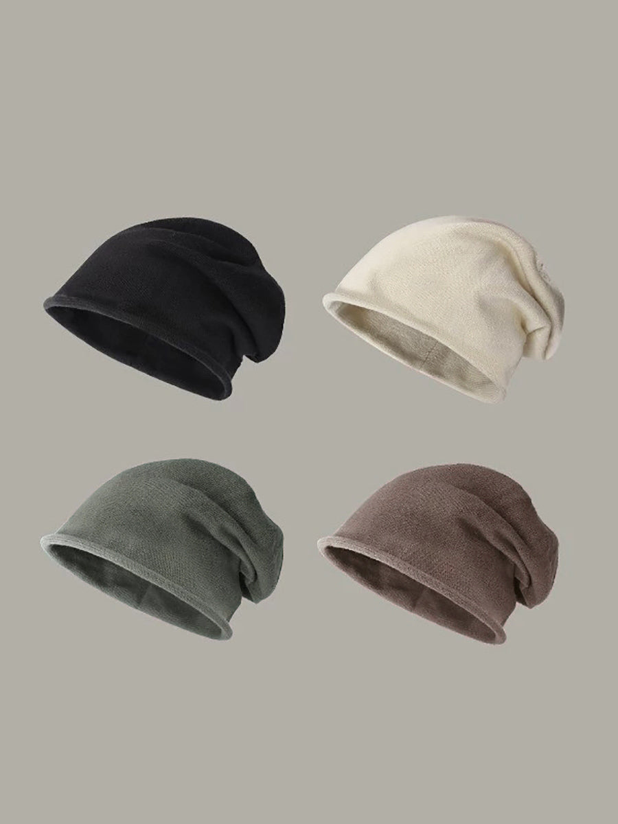 Women Autumn Casual Pure Color Knitted Hat