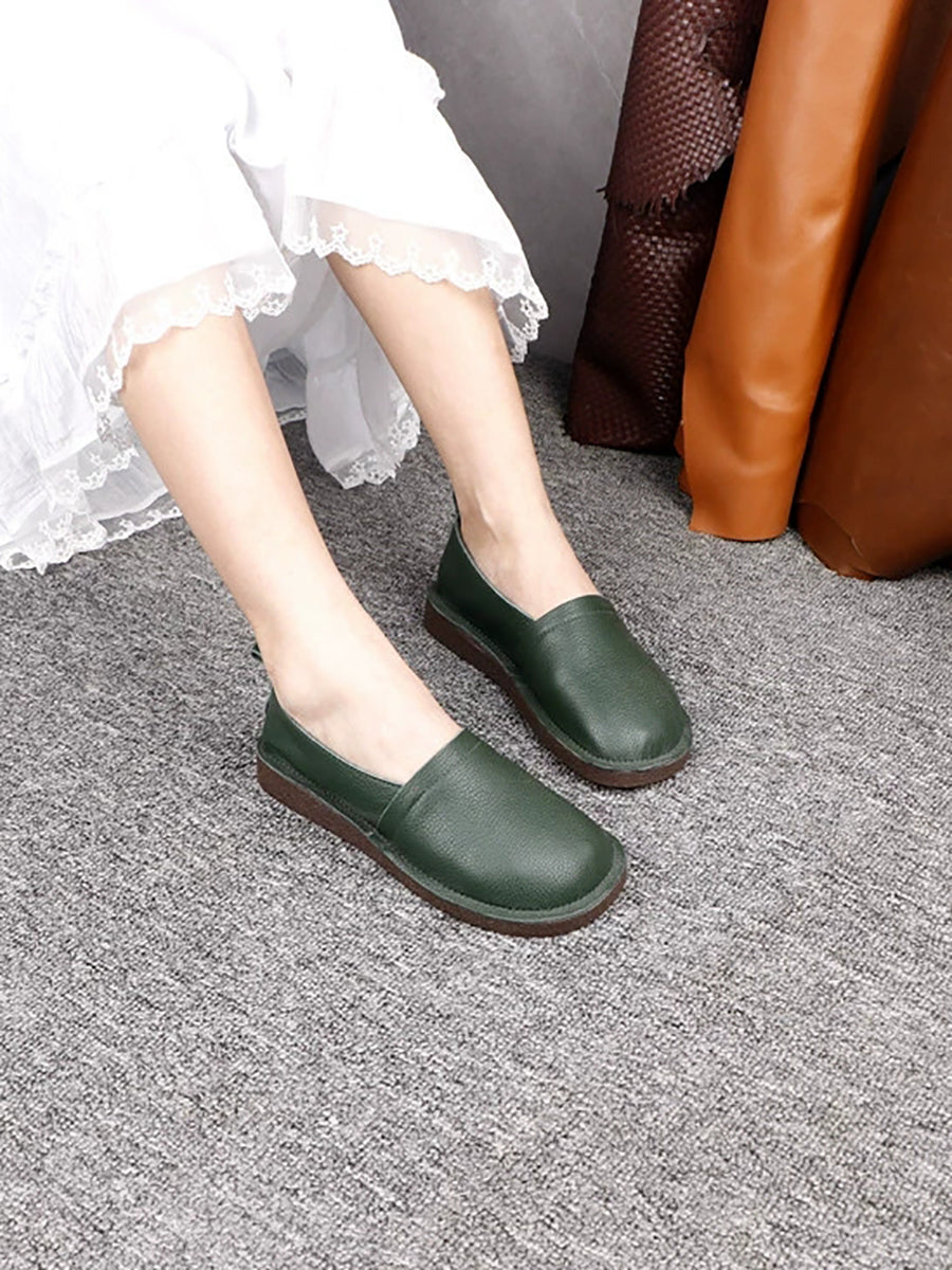 Women Casual Soft Genuine Leather Flat Shoes