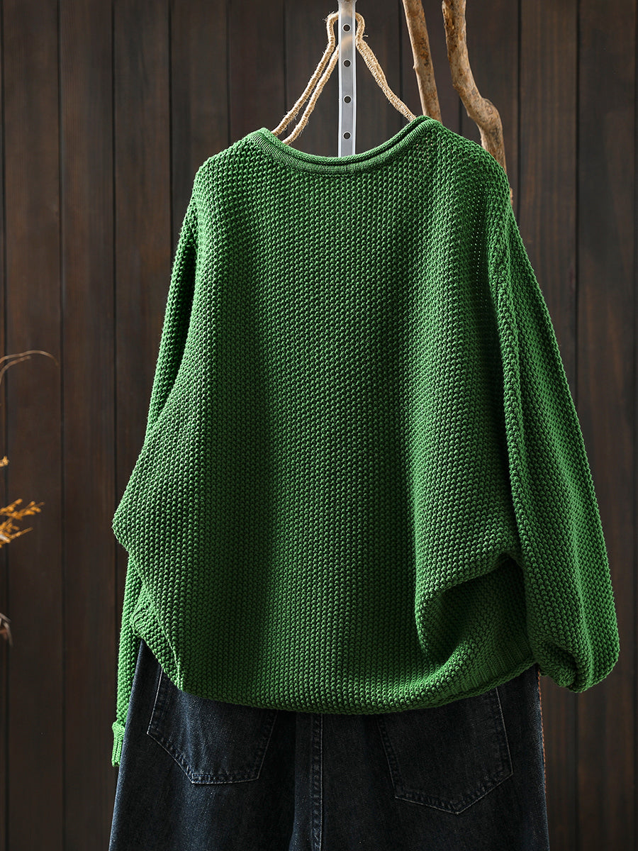 Women Autumn Pure Color O-Neck Cotton Knitted T-Shirt
