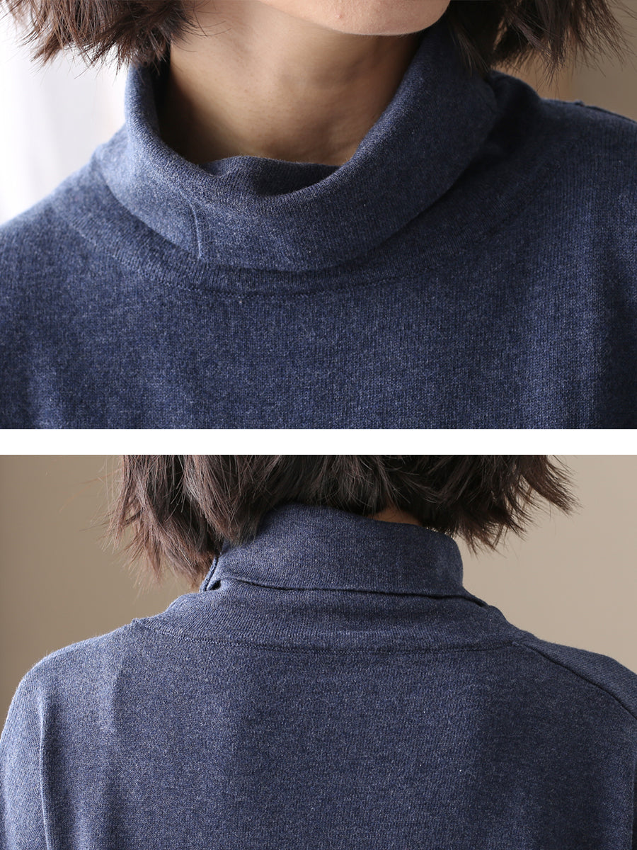 Plus Size Women Autumn Casual Pure Color Cotton Turtleneck Sweater