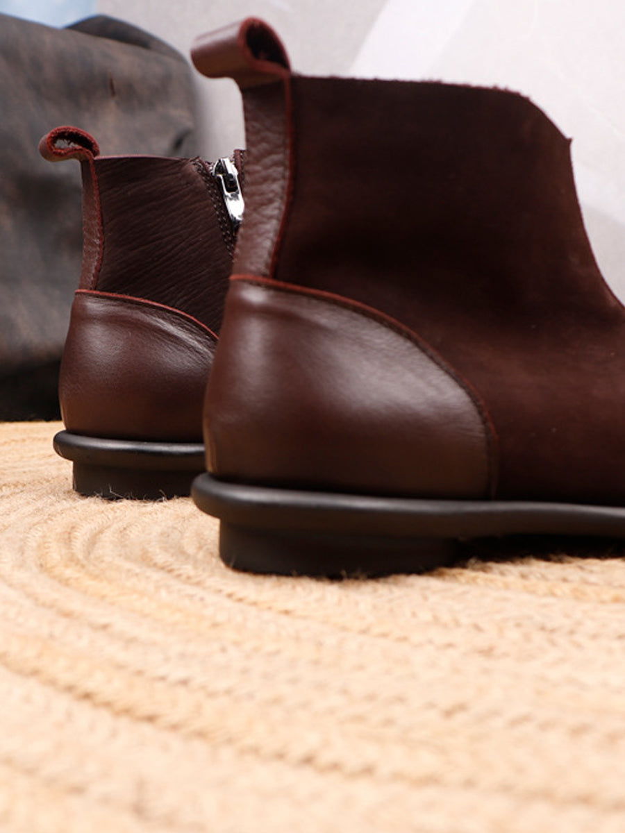 Women Vintage Winter Genuine Leather Ankle Boots