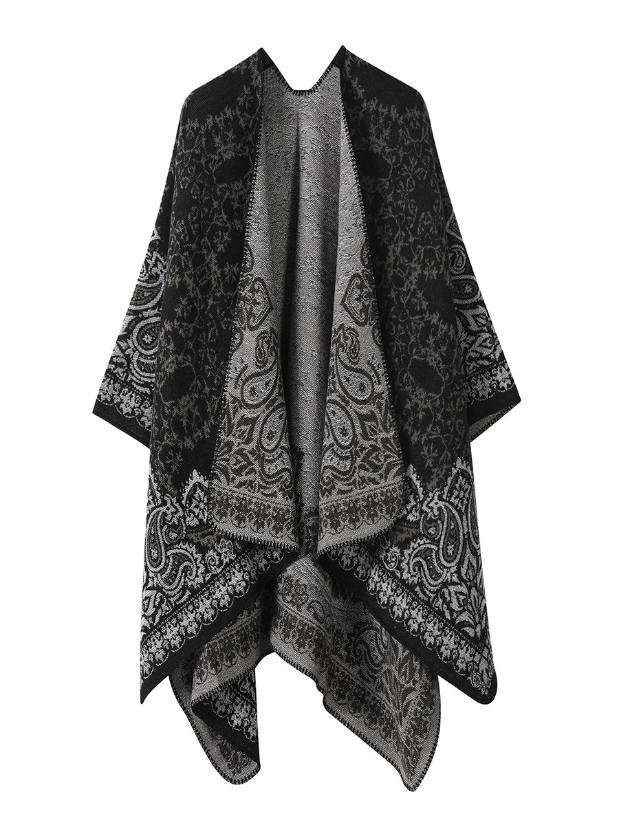 Women Winter Warm Flower Shawl