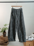Plus Size Women Autumn Retro Flower Denim Straight Jeans