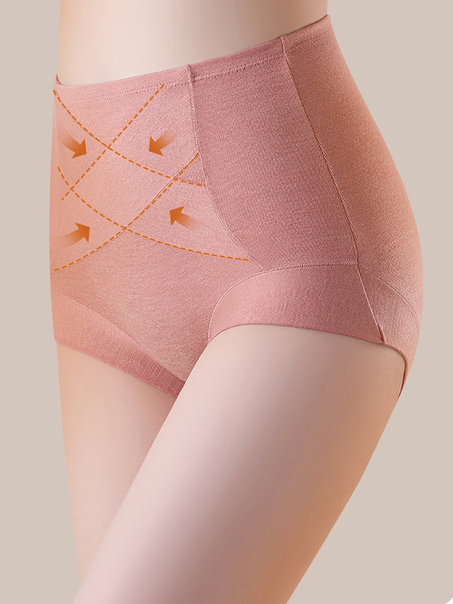 6 Pieces Women Winter Pure Color High Waist Underwear