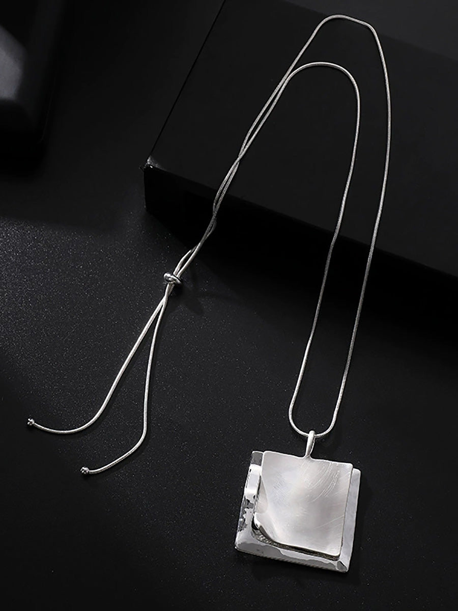 Fashion Square Alloy Long Pandent Necklace