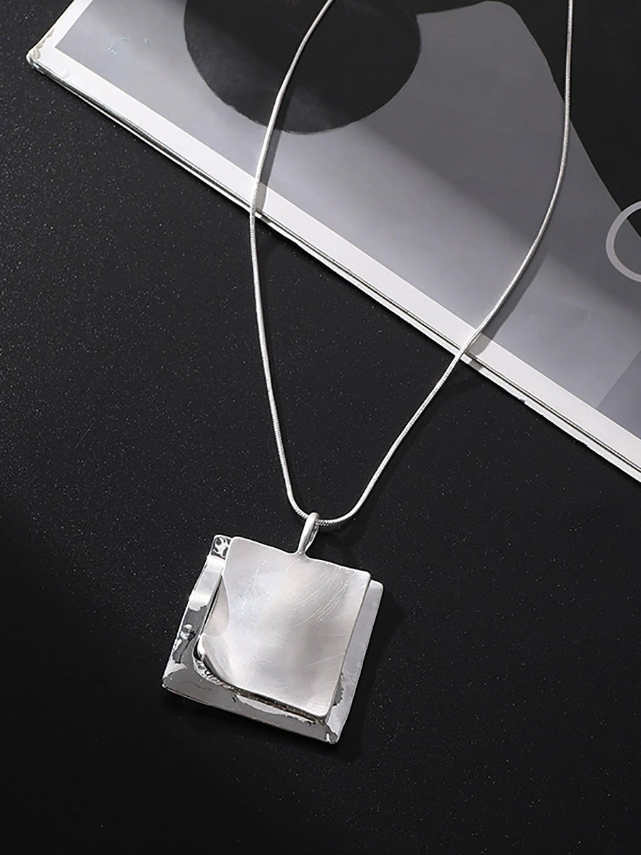Fashion Square Alloy Long Pandent Necklace