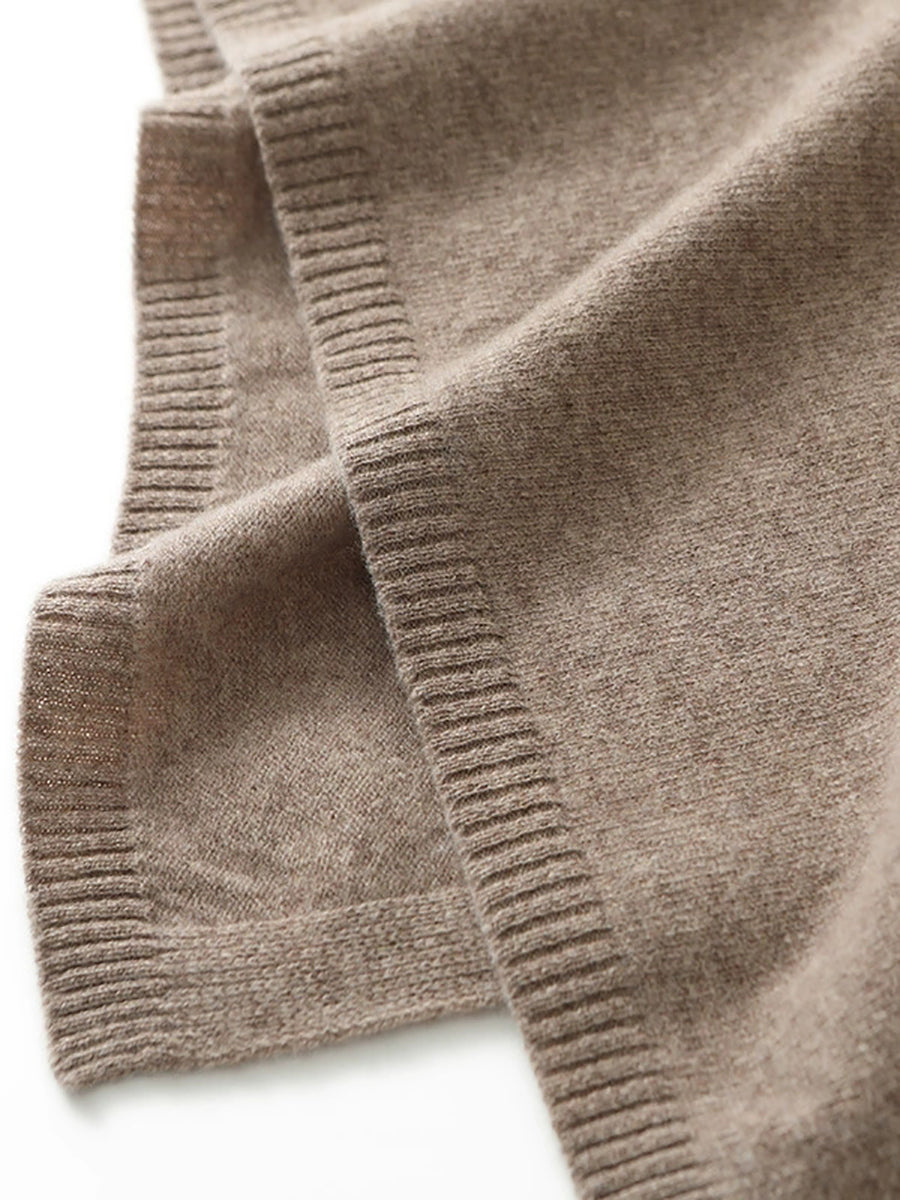 Women Artsy Pure Color Turtleneck Pullover Shawl Scarf