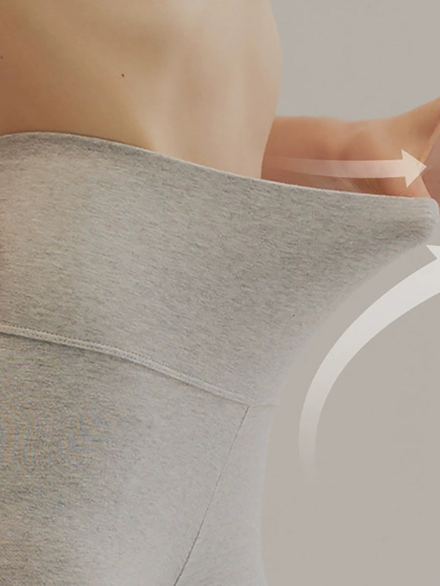 Women Autumn Warm Pure Color High Waist Leggings