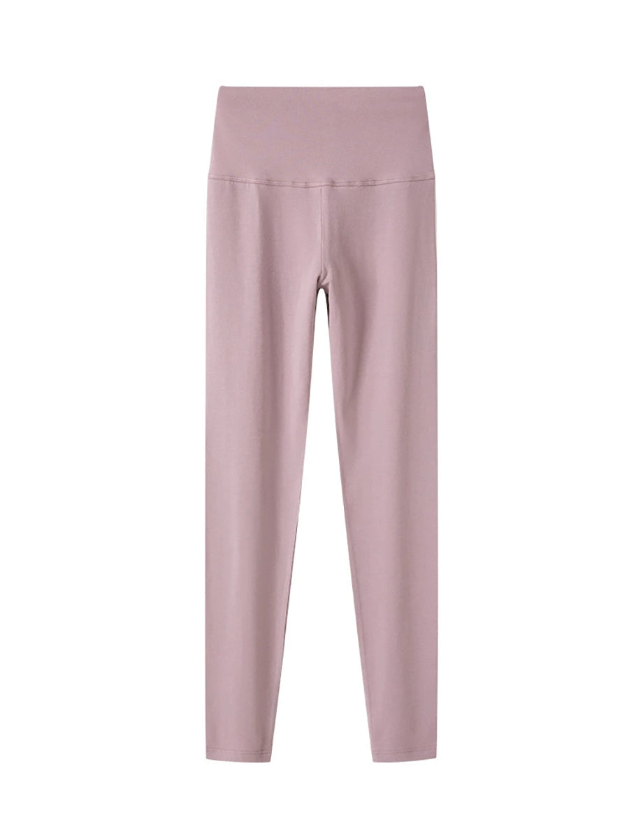 Women Autumn Warm Pure Color High Waist Leggings