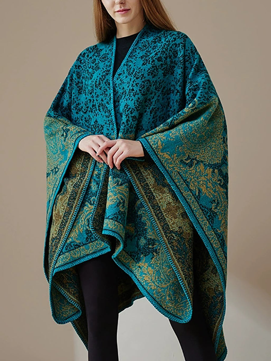 Women Vintage Autumn Print Warm Shawl