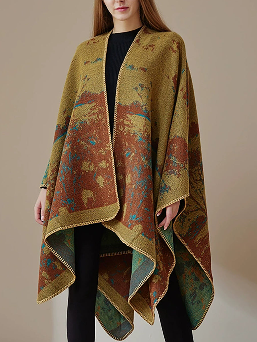 Women Vintage Autumn Print Warm Shawl
