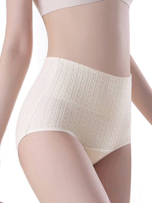 4 Pieces Women Casual High Waist Jacquard Underwear