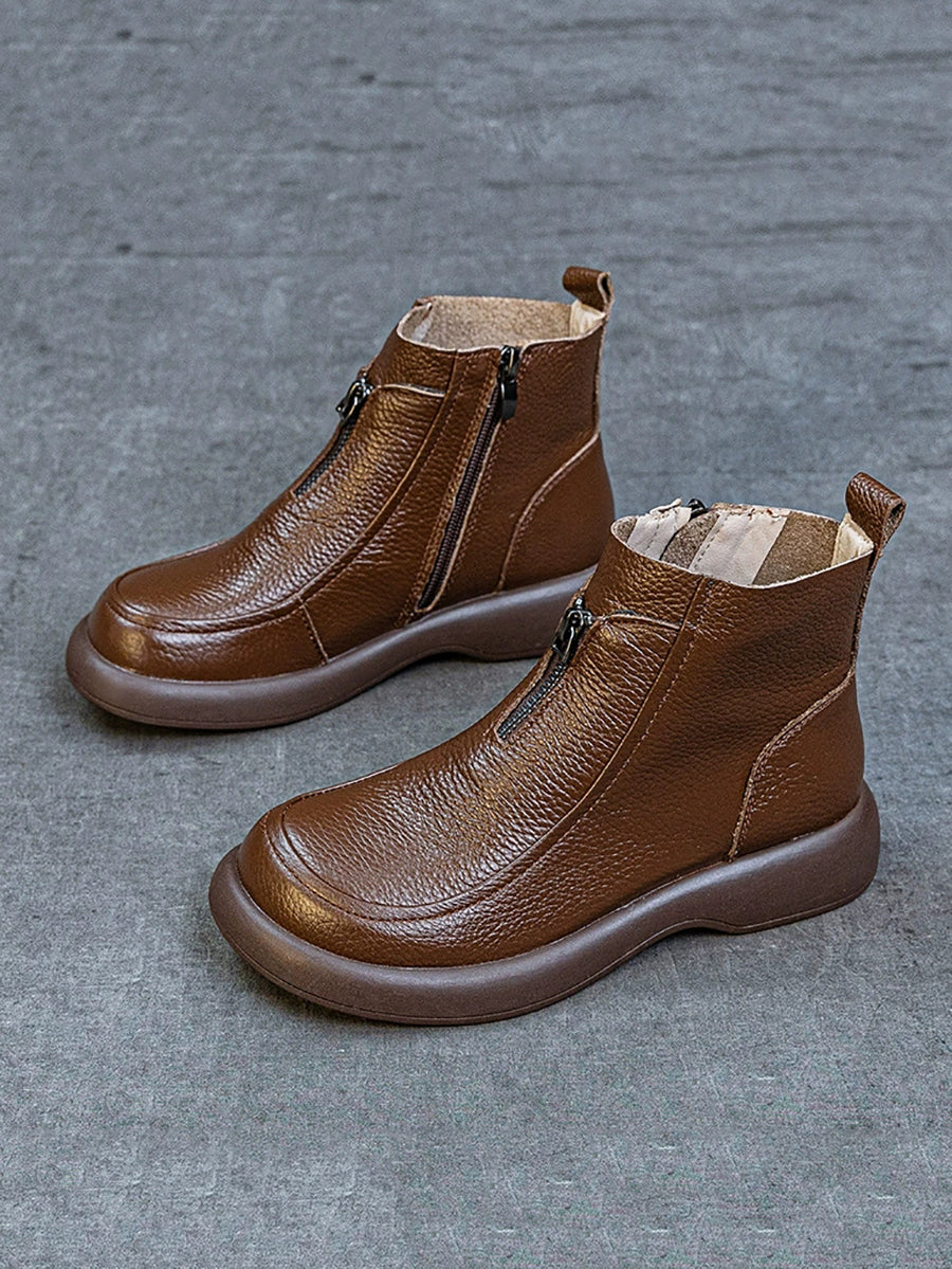 Women Autumn Genuine Leather Martin Boots