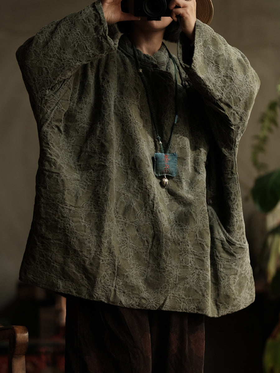 Women Ethnic Autumn Jacquard Stand Collar Coat