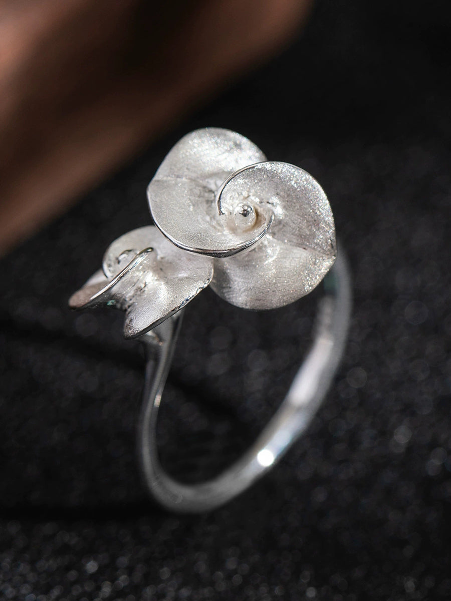 Women Vintage S925Sliver Flower Ring