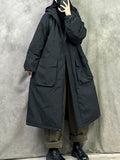 Plus Size Women Winter Casual Pure Color Hooded Padded Coat