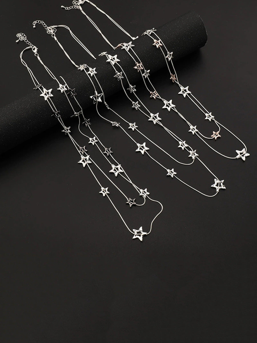 Women Fashion Star Alloy Dual-Layer Necklace