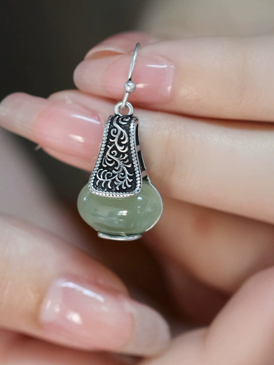 Women Ethnic Alloy Jade Earrings