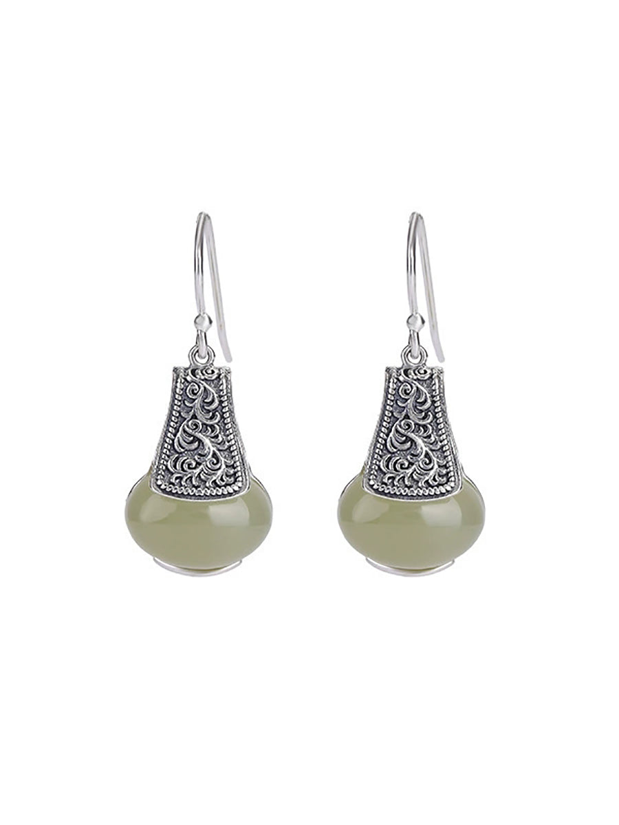 Women Ethnic Alloy Jade Earrings