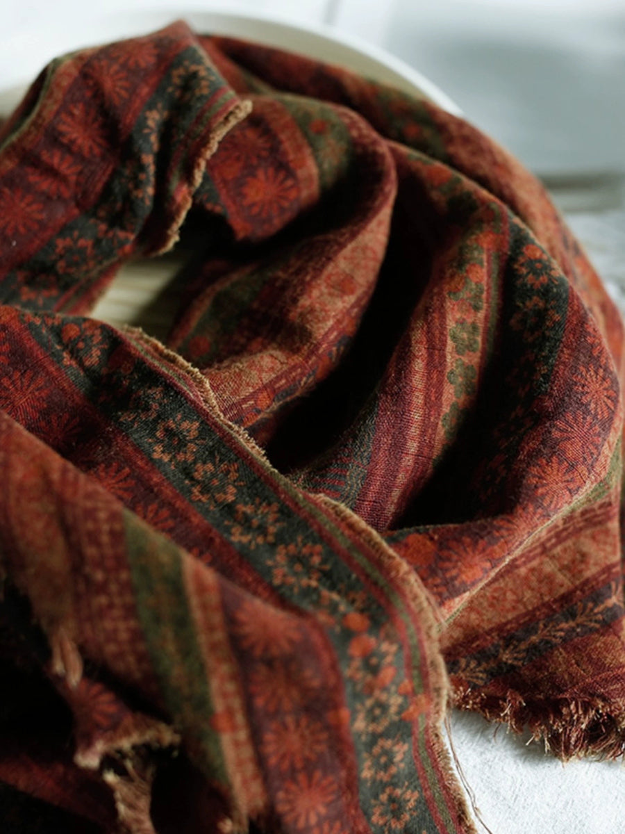 Women Vintage Flower Triangle Scarf