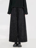Plus Size Women Vintage Plaid Fleece-lined Straight Pants