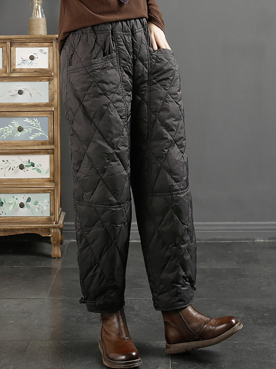 Women Winter Casual Pure Color Down Harem Pants