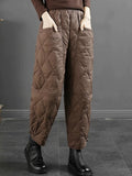 Women Winter Casual Pure Color Down Harem Pants