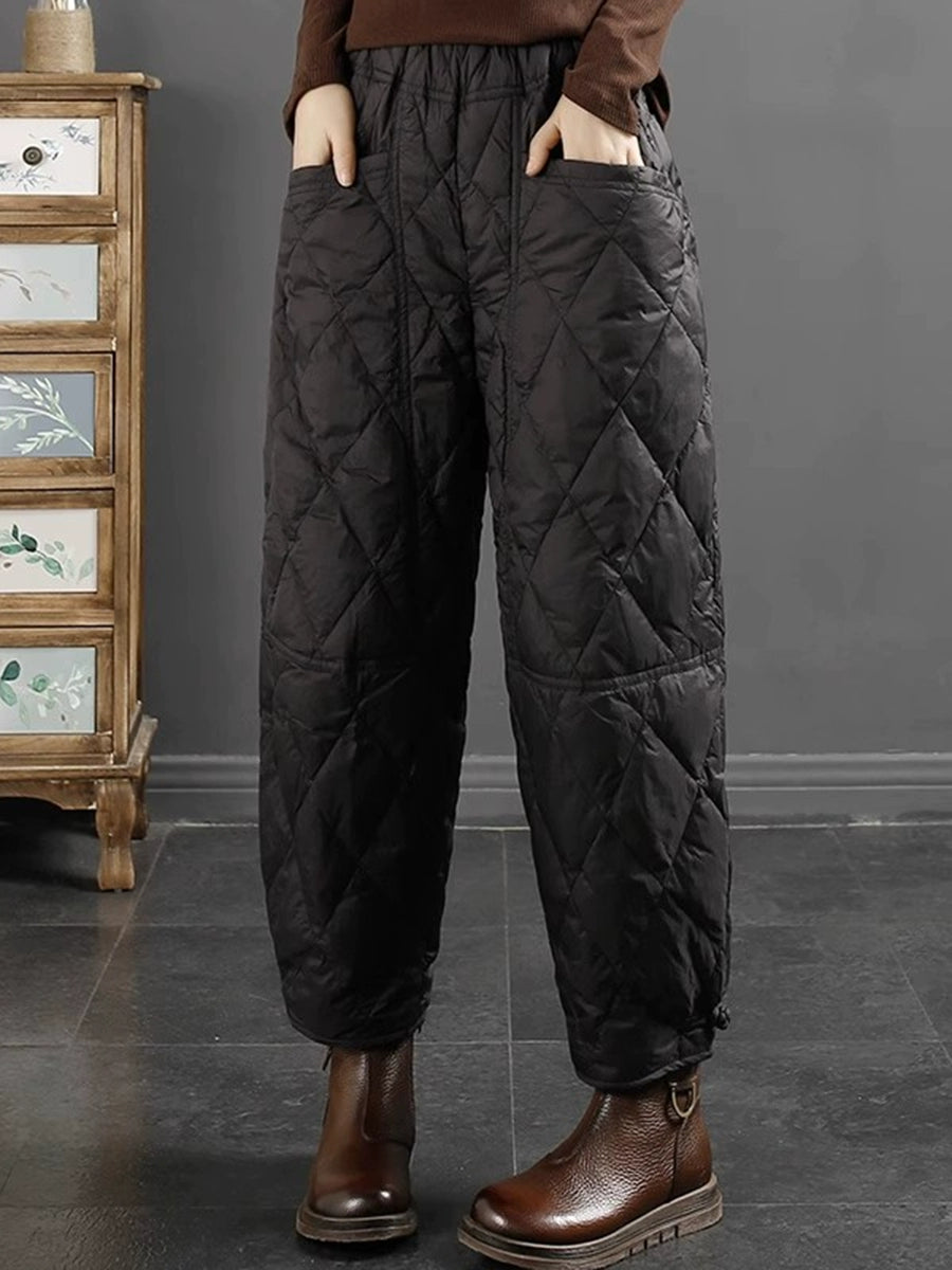 Women Winter Casual Pure Color Down Harem Pants