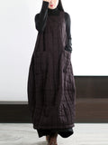 Plus Size Women Autumn Casual Pure Color Padded Vest Dress
