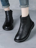 Women Winter Genuine Leather Fleece-lined Ankle Boots