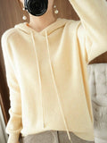 Women Autumn Casual Pure Color Hooded Sweater