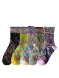 5 Pairs Women Vintage Flower Jacquard Socks