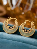 Women Vintage Jade Moon Alloy Earrings